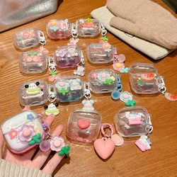 Transparet Flower Case For AirPods 4 2024 Earphone Cover for Apple Airpod 4ANC 4th Generation Soft Protective Case with Keychain