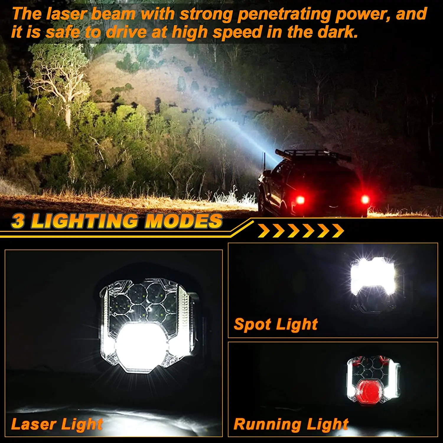 OVOVS LED Driving Work Light with Laser Light 7 inch Spotlight for Truck Pickup 4x4 UTV ATV SUV Pack of 1