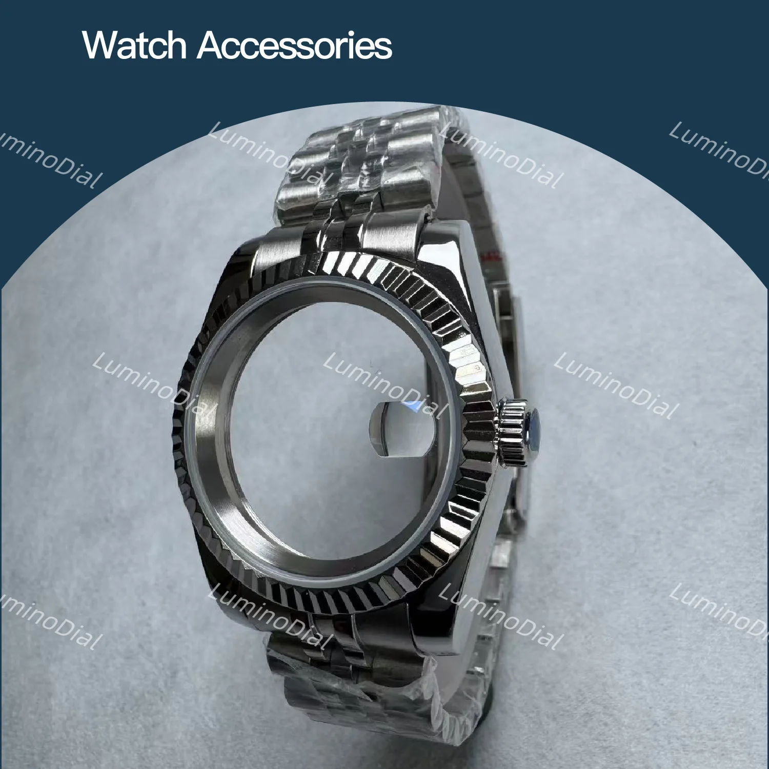 Men Watch Accessories 36/39mm Dog Tooth Ring Case Silver Sapphire Glass Watch Accessories for NH34/35/36 movements