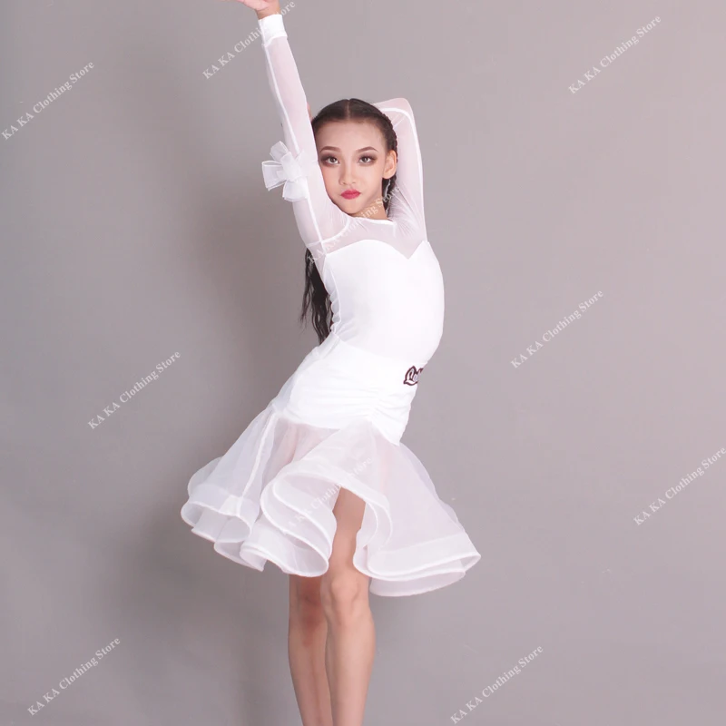 Child Rumba Samba Tango Ballroom Salsa Training Dance Clothes Latin Dance Dress Girls Performance Clothes Training Performance