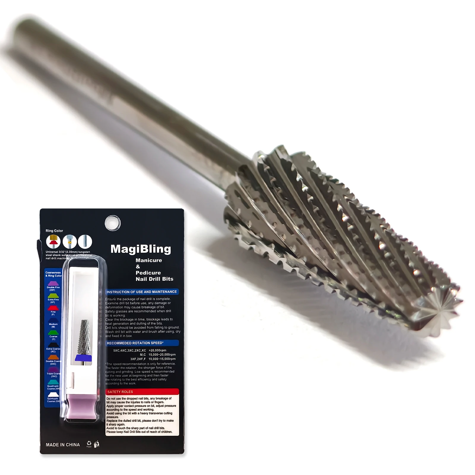 

New! No Clogging 16mm 5 In 1 Nail Drill Bits Professional Carbide Bit Left Right Hand Use Hard Gel Cutter Manicure Tools 3/32"