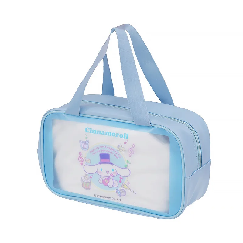 Bolsa de Maquiagem Kawaii Sanrio, Melodia, Armazenamento de Higiene Pessoal, Bonito Kuromi Desenhos Animados, Transparente, Grande Capacidade, Saco de Natação Impermeável