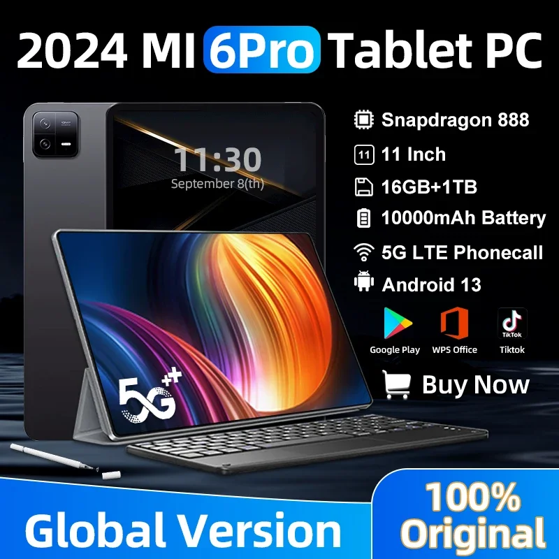 2024 Originele Wereldwijde Versie Tablet Android 13 Pad 6 Pro 16Gb + 1Tb Snapdragon 888 Tablets Pc 5G Dual Sim Kaart Wifi Hd 4K