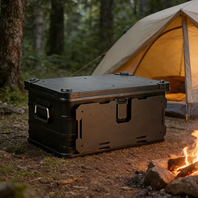 

Car Storage Box Al-Mg Alloy Portable Camping Organizer Vehicle Trunk Tailgate Storage Outdoor Travel Storage Car Trunk Organizer