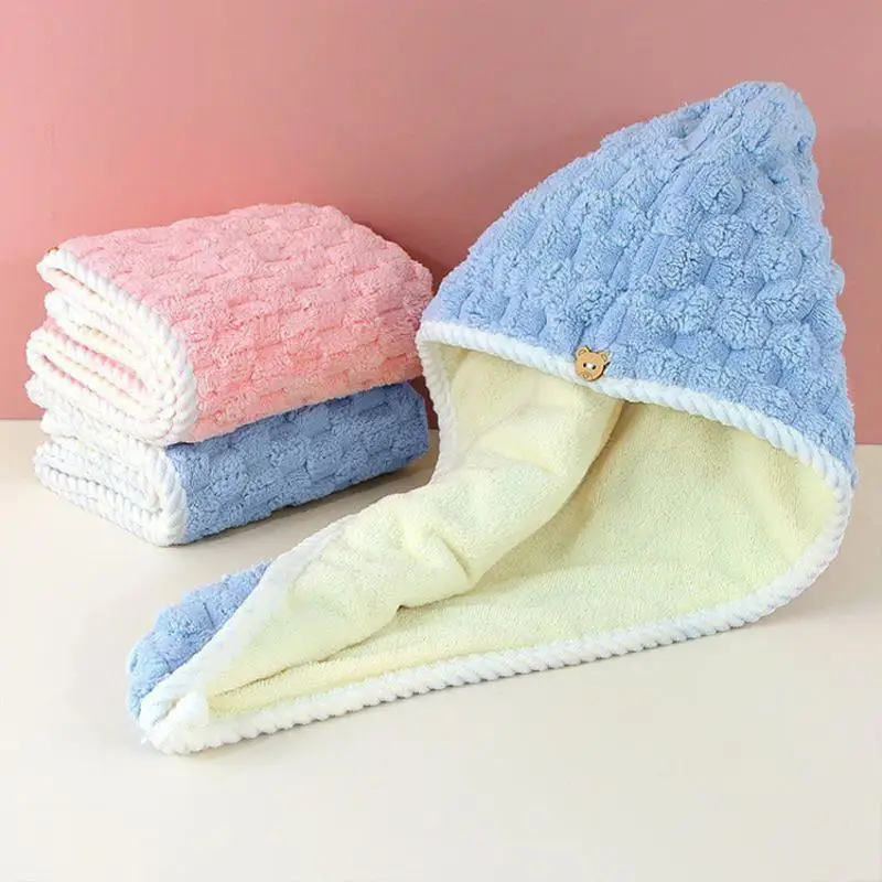 Ultrafeines Fasertuch, umwickelte und verdickte Damen-Haartrockenmütze, dickes und hochabsorbierendes Kopftuch zum Haaretrocknen. – Detail 7