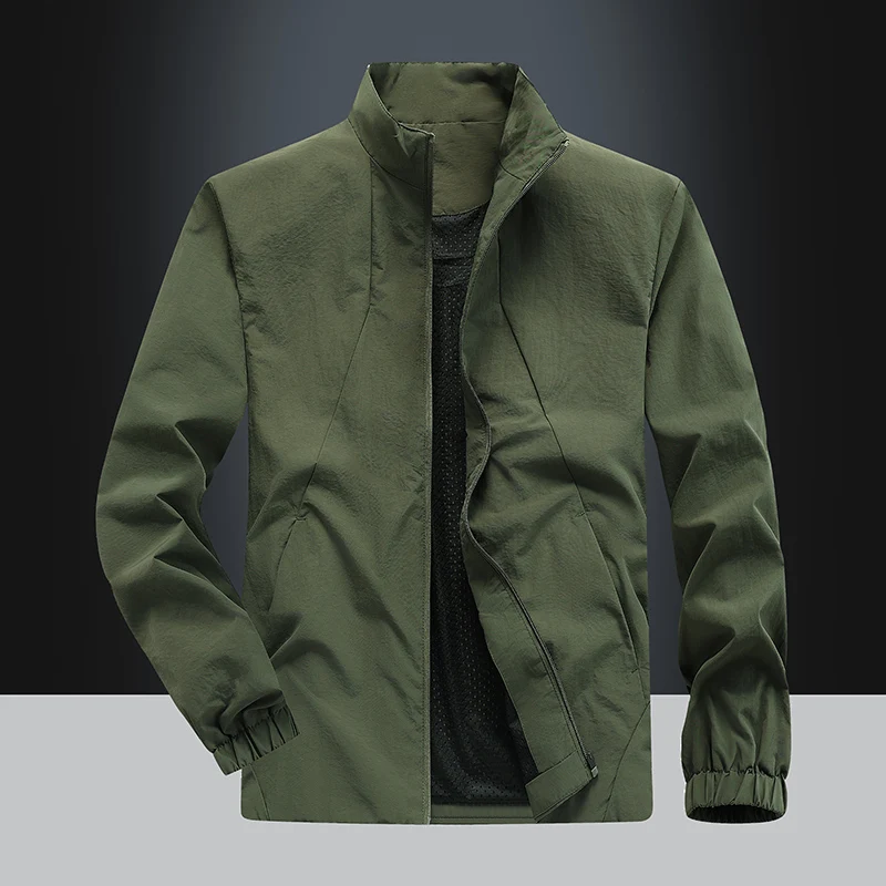 

Sports Jacket Coat Solid Color Men High Quality Brand New Outdoor Spring Autumn Jacket Youth Stand Collar Basic Business Jacket
