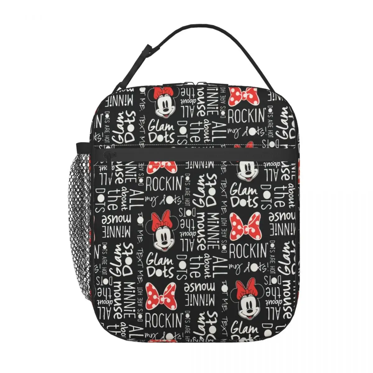 

Custom Mickey Mouse Minnie Bows Anime Insulated Lunch Bag for Women Resuable Thermal Cooler Lunch Tote Office Work School
