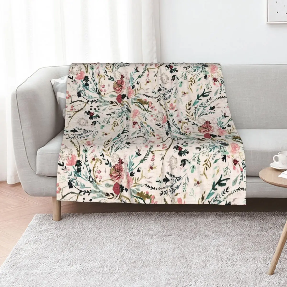 Fable Floral Throw Blanket Flannel Fabric Large sofa bed wednesday Hairys valentine gift ideas Blankets
