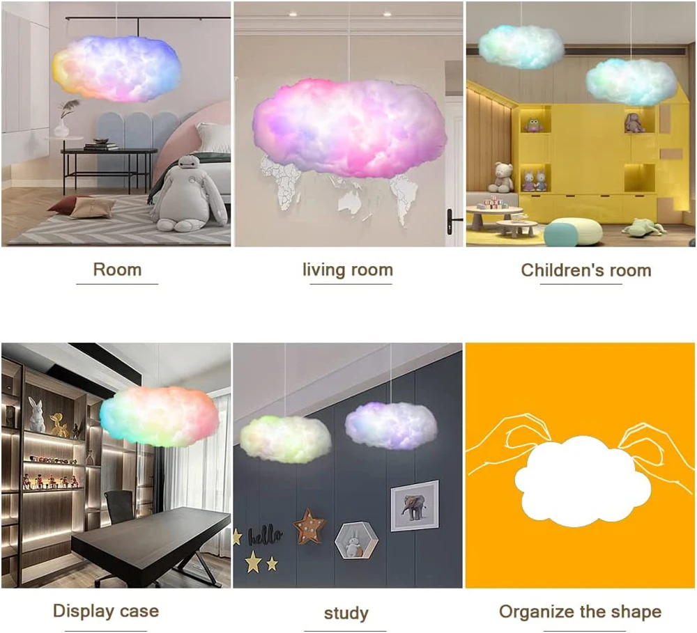 3D Creative Cotton Cloud Lightning Light , DIY Thundercloud LED Light,Atmosphere Lights for Gaming Room Party Garage Club Bar