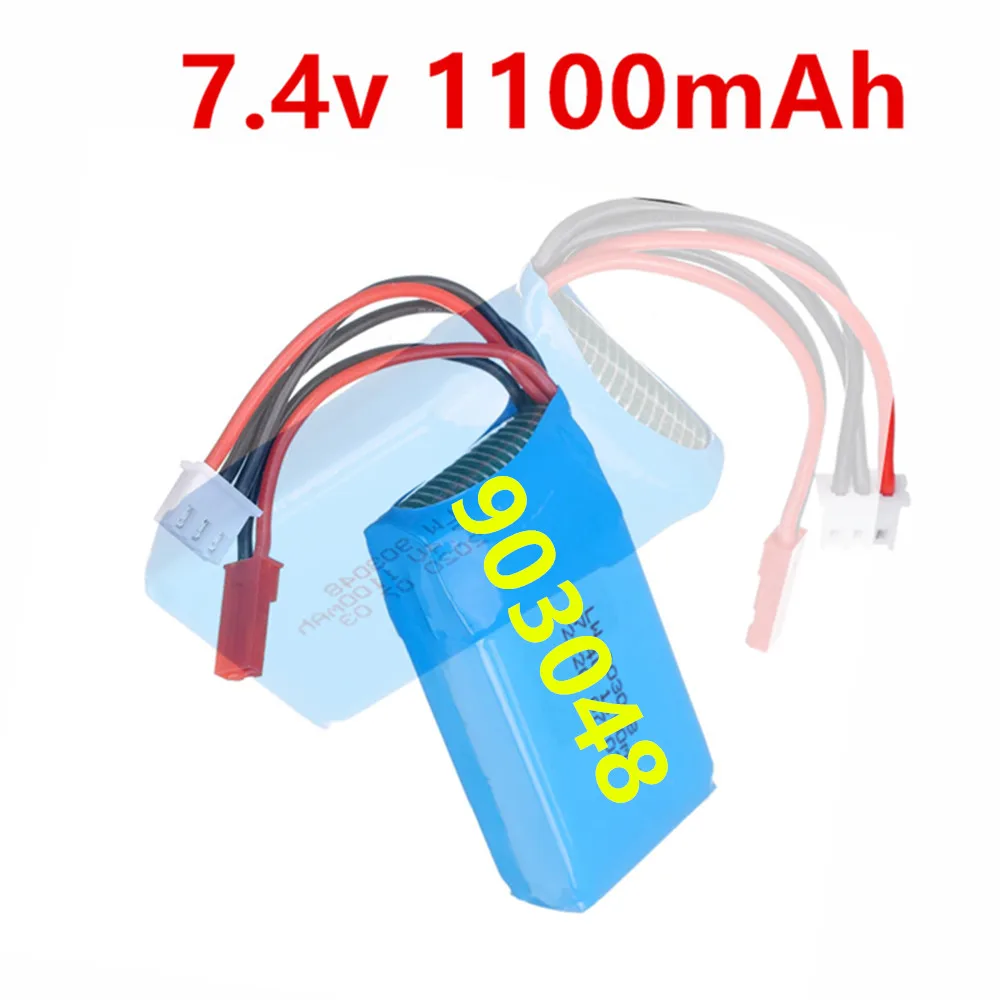 Аккумулятор LiPo 7.4V 1100mAh для радиоуправляемых моделей WLtoys A949 A959 A969 A979 V912 V913 V353 K929 V262 L959 T23 T55, запчасть 903048