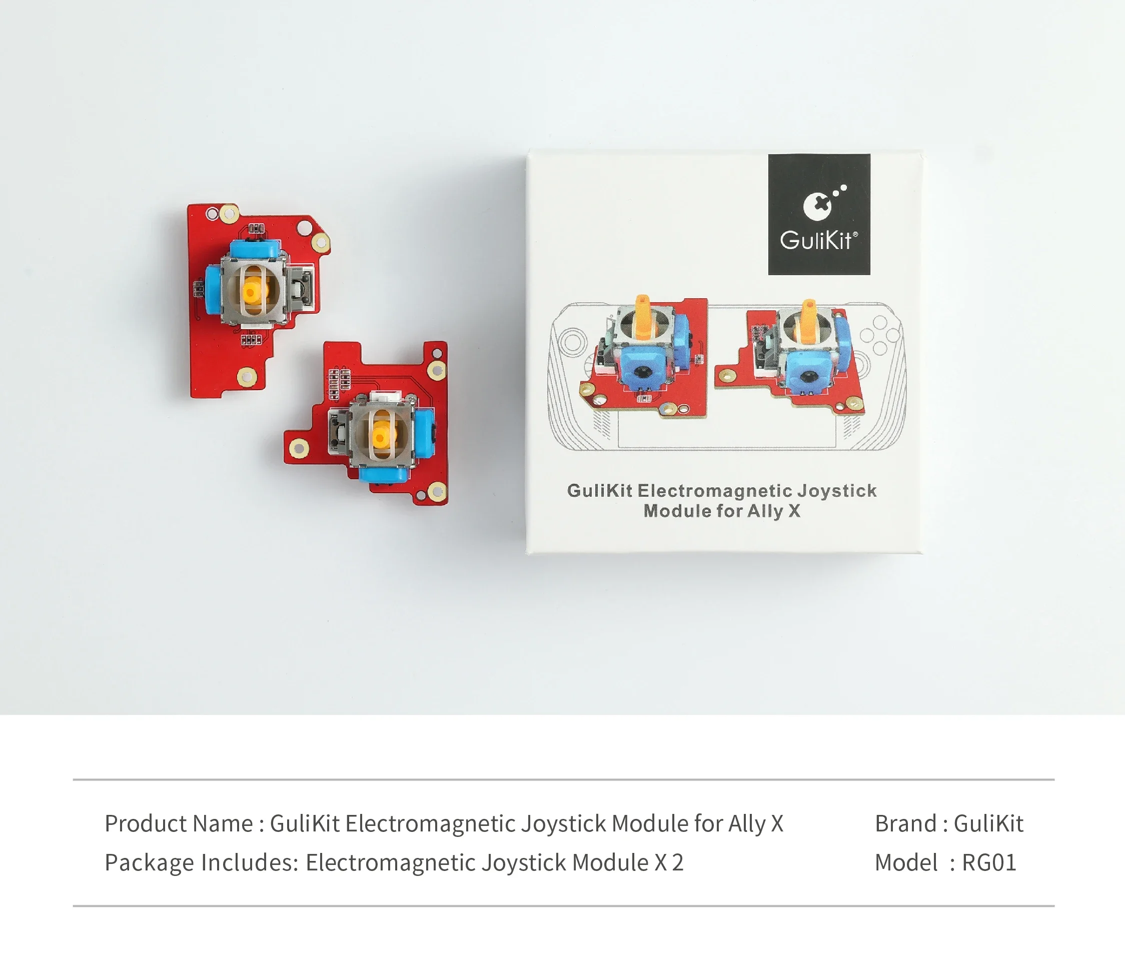 GuliKit Electromagnetic Joystick Module for ROG Ally X Upgrade Repair Replacement, Hall Effect  Anti Drift Analog Thumbstick