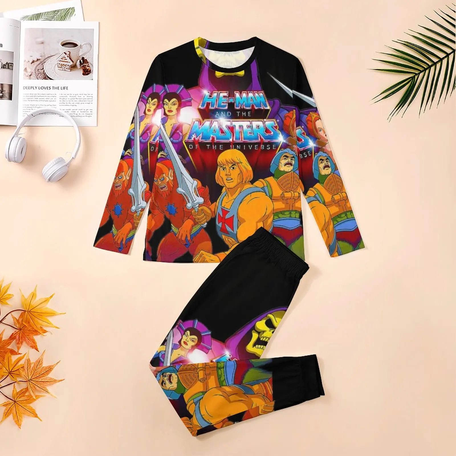 He Man Skull Pajamas Spring 2 Pieces Masters of The Universe Warm Pajama Sets Man Long Sleeve Room Design Nightwear Big Size