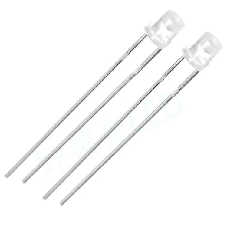 1000 pz/lotto F3/3mm Testa Piatta Lente Foggy Gamba Lunga con Bordo Bianco Verde Smeraldo Rosso DIP LED Diodo Emettitore di Luce