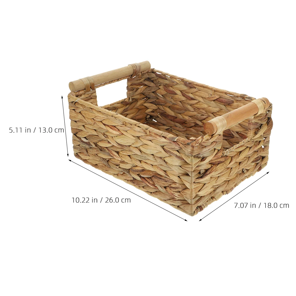 

Natural Straw Woven Storage Basket With Handle Desktop Organizer Household Sundry Container Multipurpose Baskets For
