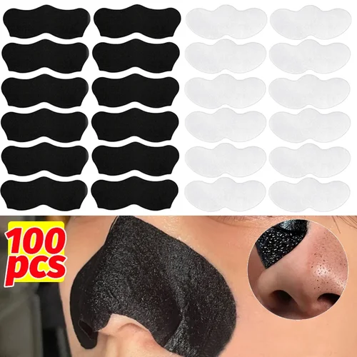 Mascarilla para eliminar espinillas, 100 Uds., tiras nasales, limpieza profunda de poros, nariz, pegatinas de eliminación de cabeza negra, máscaras para el cuidado de la piel Unisex