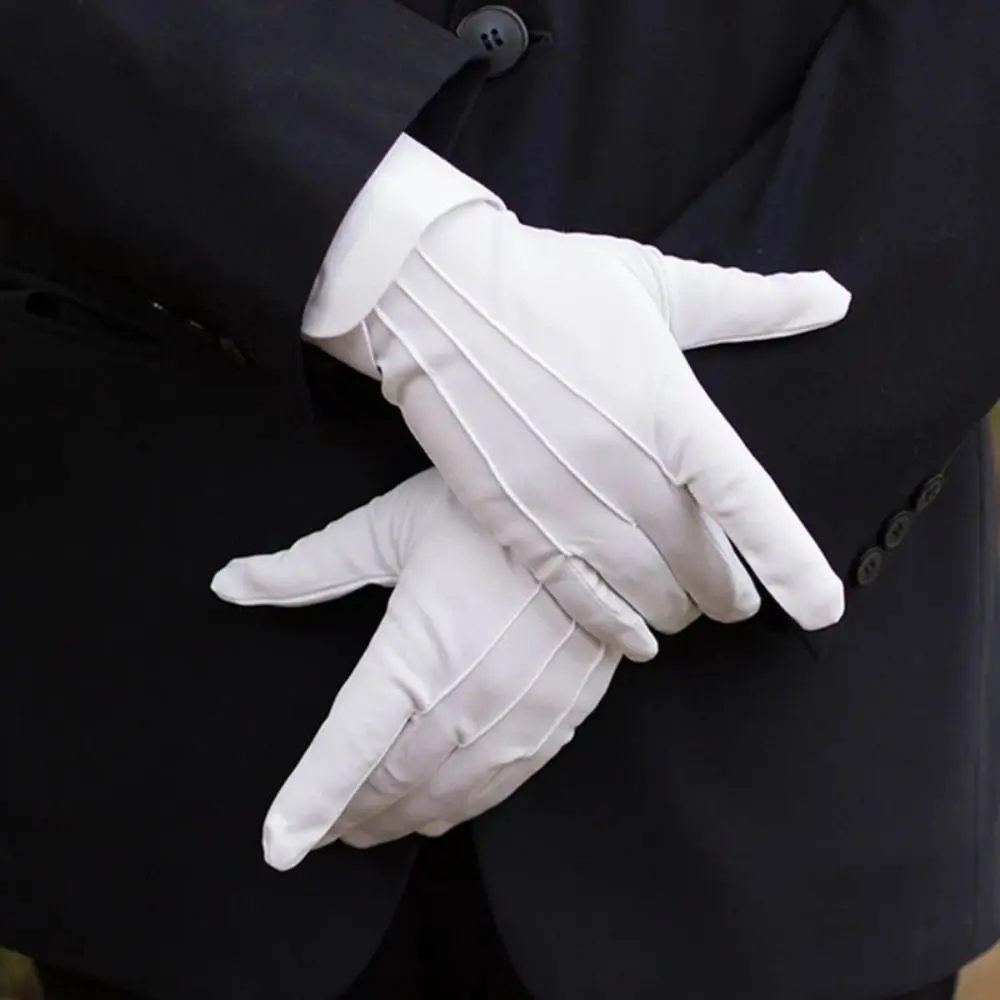 New Soft White Cotton Gloves Thin Etiquette Formal Cotton Gloves Jewelry Inspection Hand Moisturising Driving Gloves