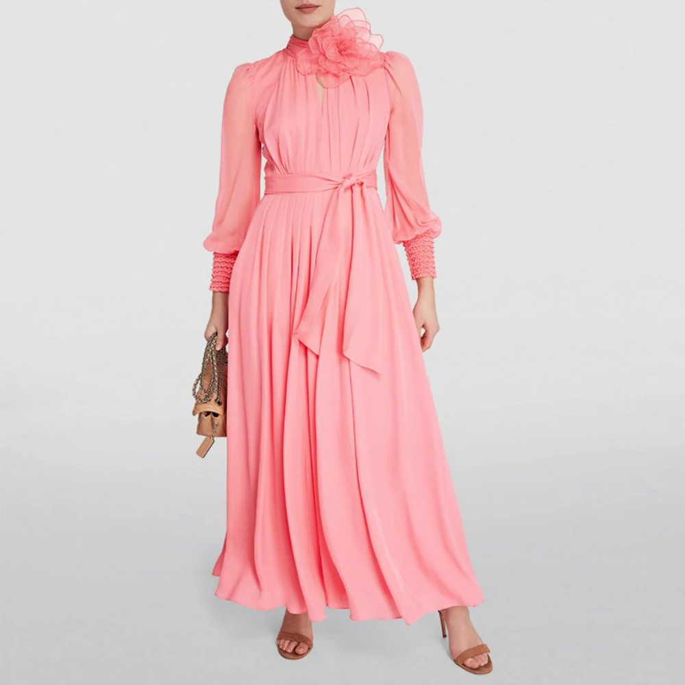 

Serendipity Chiffon Evening Dress فساتين سهرة A-Line Elegant Ruched O-Neck Long Cocktail Party Prom Gown For Sexy Women 2024