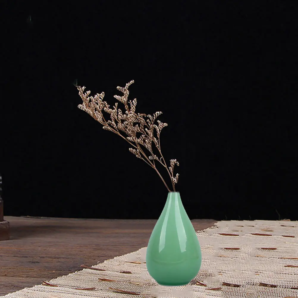 

1Pcs Ceramic Flower Vase Narrow Opening Green Simple Style Home Decoration Dried Flower Arrangement Pot Nordic Art Vase Ornament