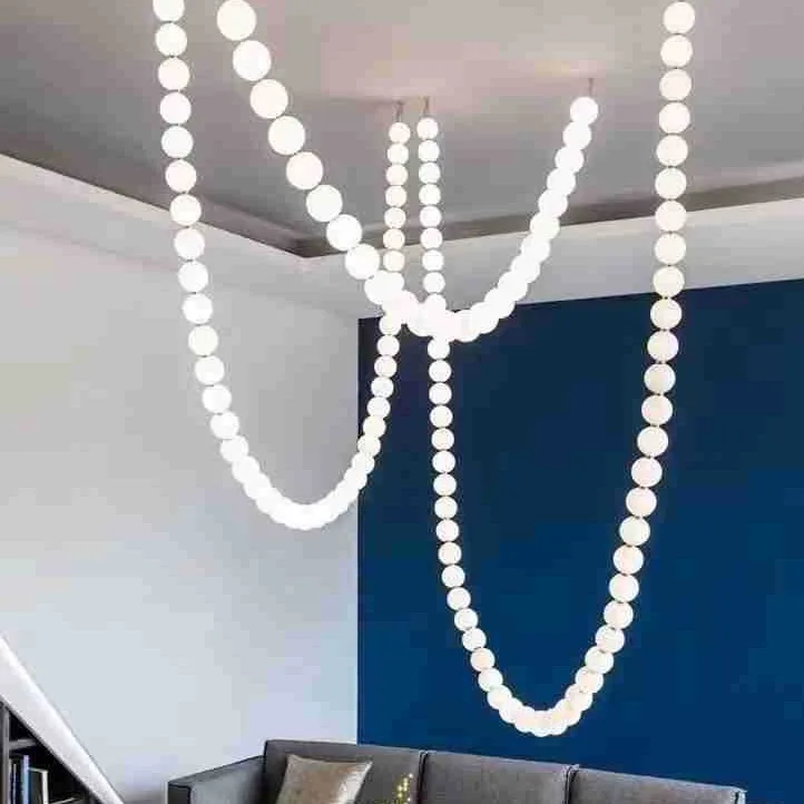 

Modern, minimalist, pearl, round ball LED living room, chandelier