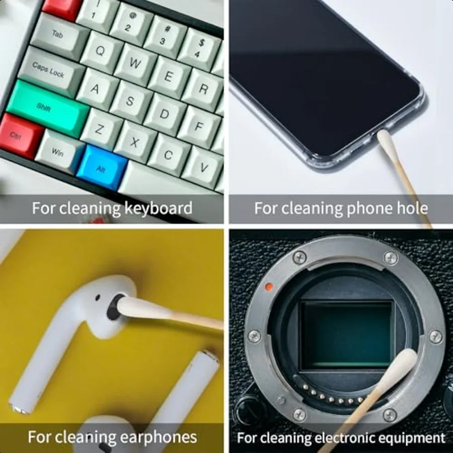 Tamponi di cotone lunghi da 300 pezzi 6 bastoncini di cotone per pulizia con bastoncini di legno Applicatori di punte per ombretti microblading precisi Microswa