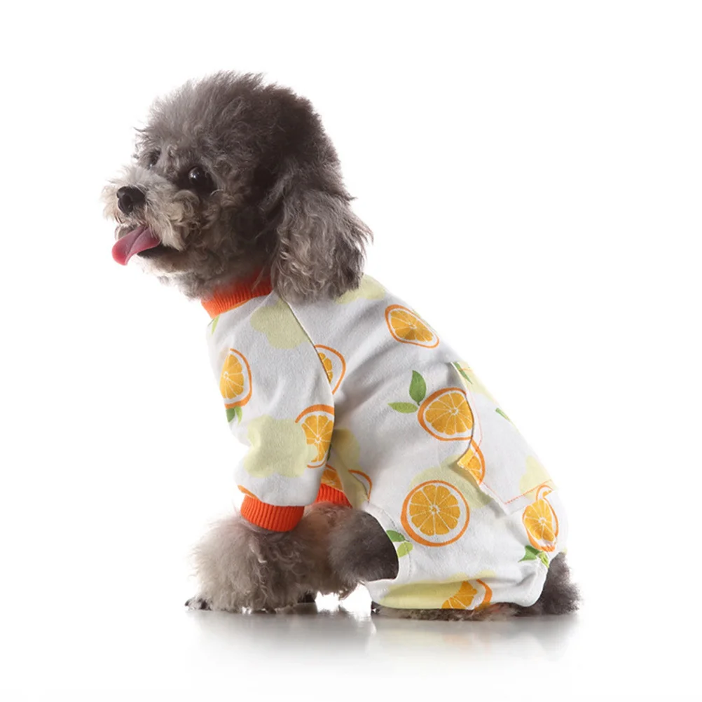 

Orange Pattern Pet Pajamas Warm Winter Autumn Dog Clothes Puppy Cotton Cloth Size Xl Pet Home Costume for Small Dogs