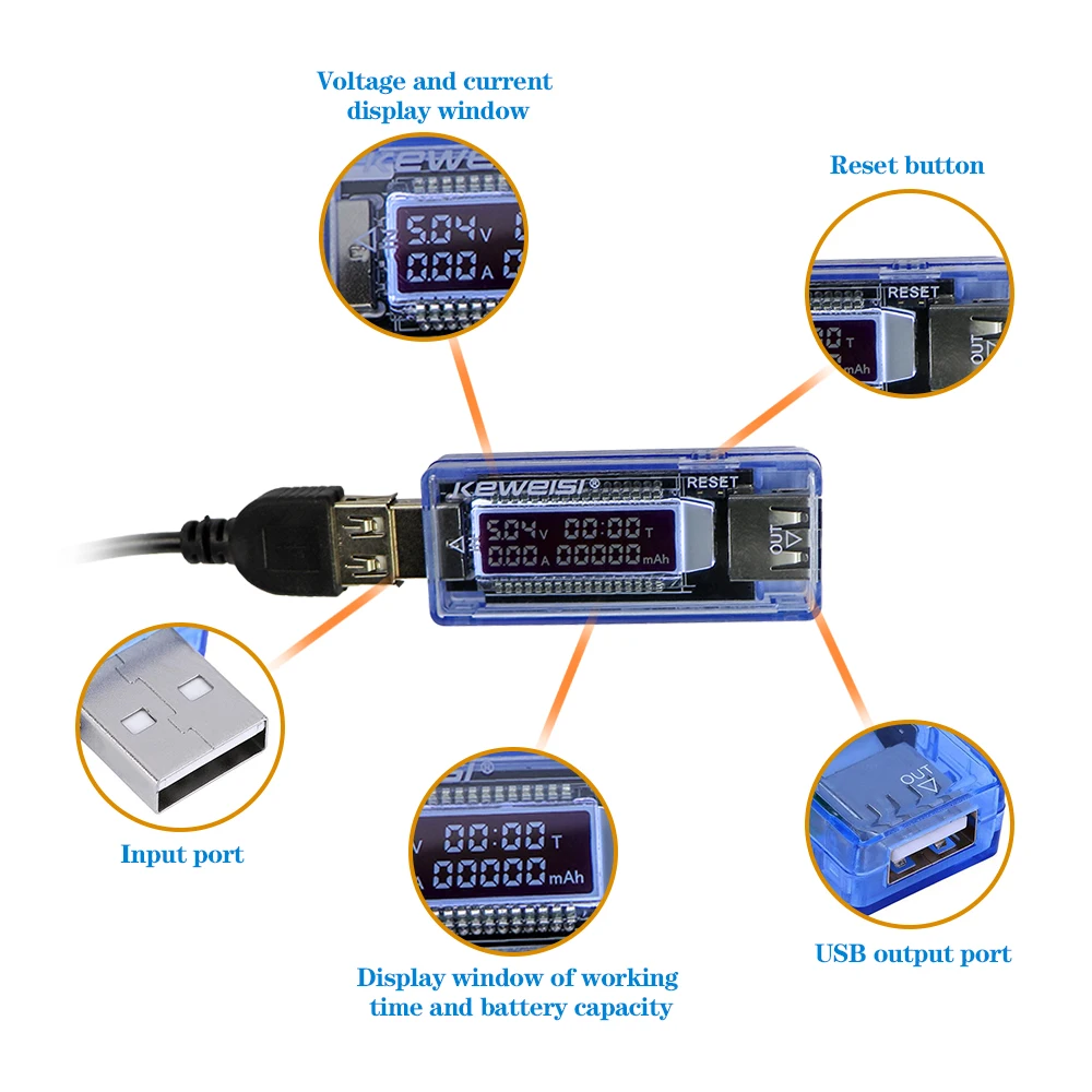 الجهد متر الجهد الحالي قدرة جهاز اختبار بطارية USB فولت الجهد الحالي طبيب شاحن قدرة تستر متر قوة البنك