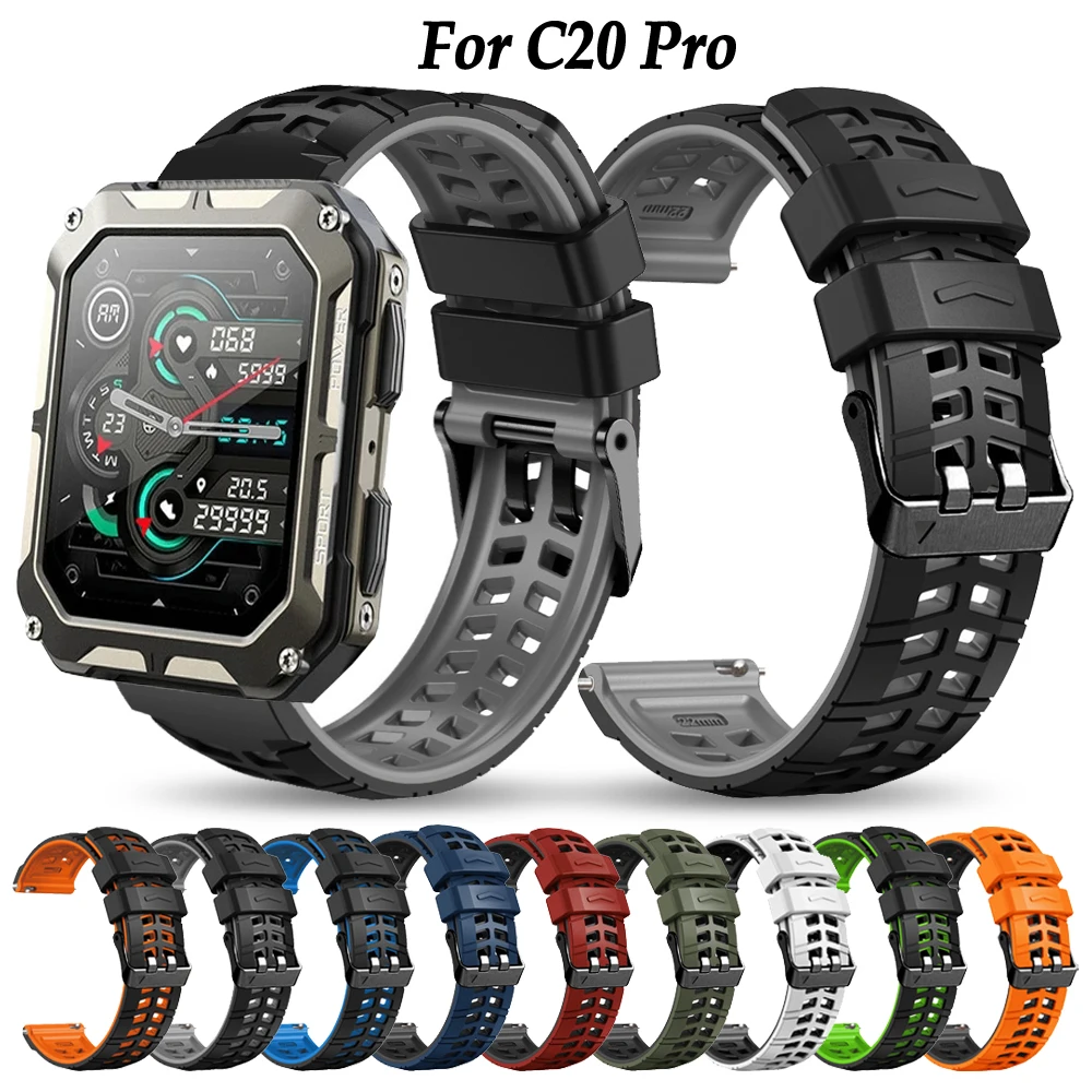 22mm Breathable Silicone Watch Strap For C20 Pro Smartwatch Accessories Band Bracelet For C20 Pro Wristband correa ремешок