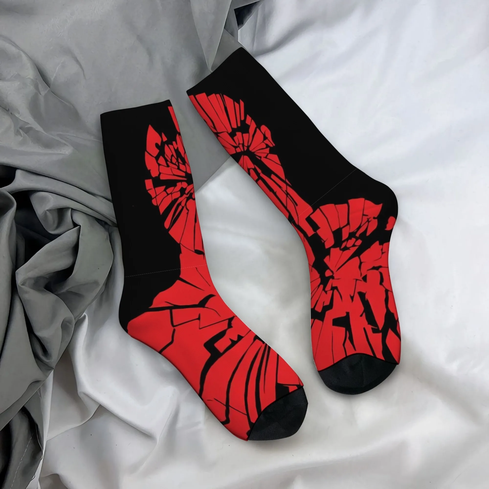 Herrensocken mit Porträtspiegel-Riss-Print, bequeme, atmungsaktive, rutschfeste Freizeitsocken, lustiges Geschenk für verrückte Partys und Feiertage