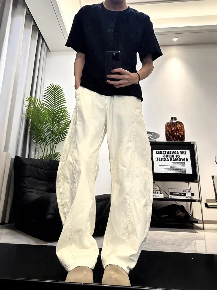 

American Decosition Knife Flared Work Pants Men Summer Thin Loose Wide Leg Pants Cleanfit Casual Long Pants