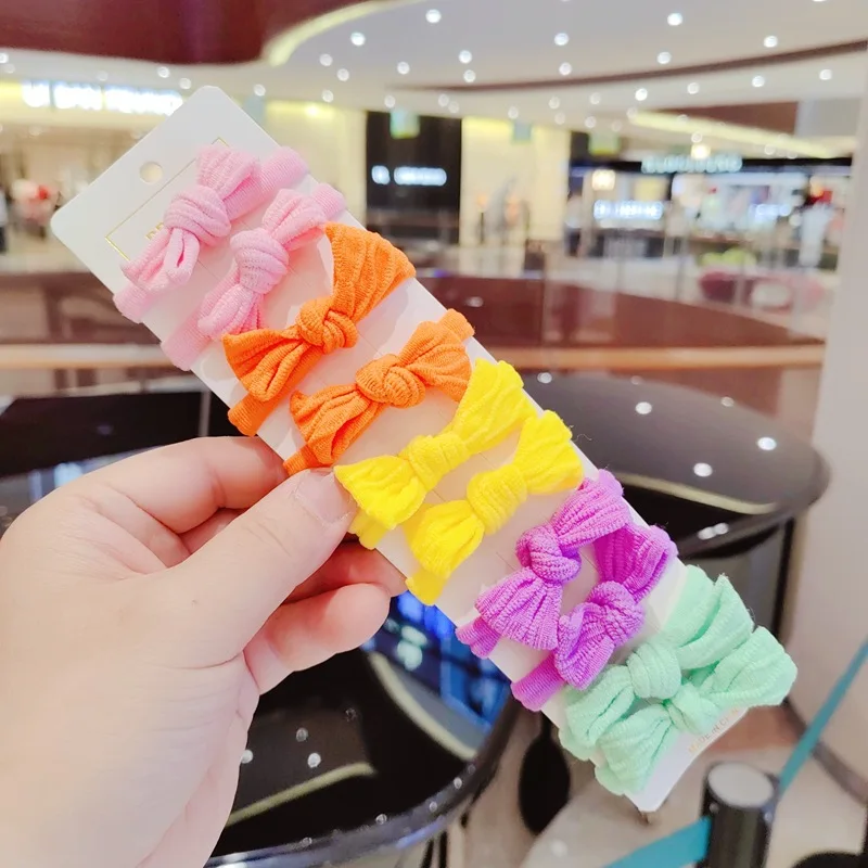 10 مجموعات من ربطة القوس فيونكة حلقات الشعر أفخم الحلوى الملونة العصابات الجلدية الفتاة ذيل حصان الشعر حبل مزاجه الكرة رئيس حبل الملحقات #6