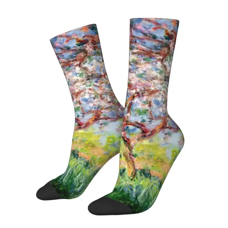 Custom Funny Claude Monet Springtime Socks Men Women Warm 3D Printed Impressionist Art Football Sports Socks