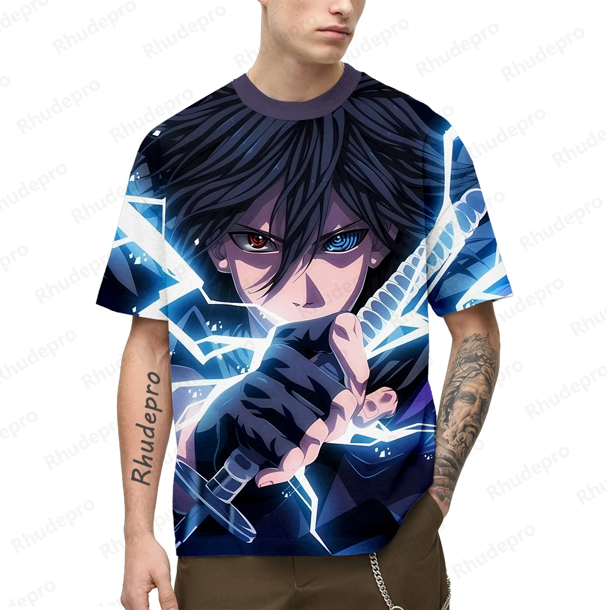 Naruto camiseta de manga curta masculina e feminina, top redondo casual estampado em 3D, venda quente, novo