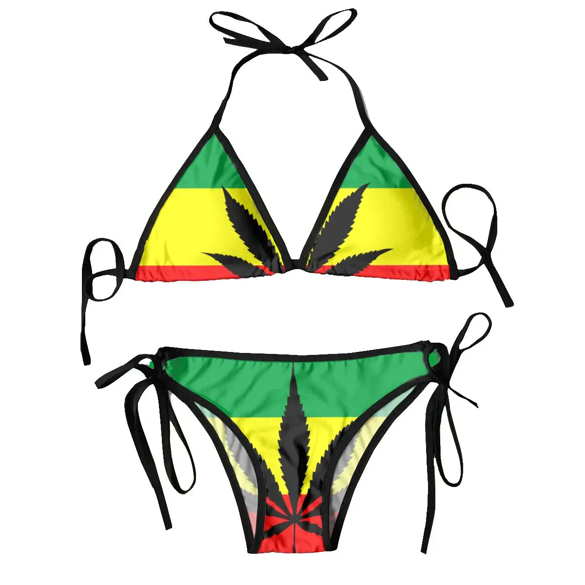 

2024 Swimsuit Flag Of Rastafarians With Cannabis Mujer Women Swimwear Summer Beachwear Bathing Bikinis Sets