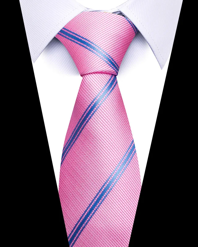 Hochwertige Hochzeitskrawatten für Männer, modisch, neuer Stil, blauer Streifendruck, Krawatten, tägliches Büro, Bekleidung, Accessoires, Geschenk für Männer – Detail 28