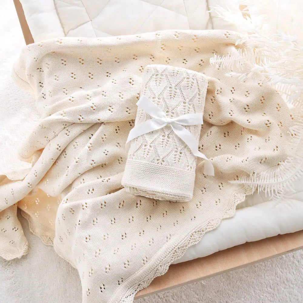 Knit Baby Blanket Newborn Infant Swaddle Wrap Boy Girl Cotton Soft Crib Quilt Stroller Sleep Cover Swaddling Receiving Blankets