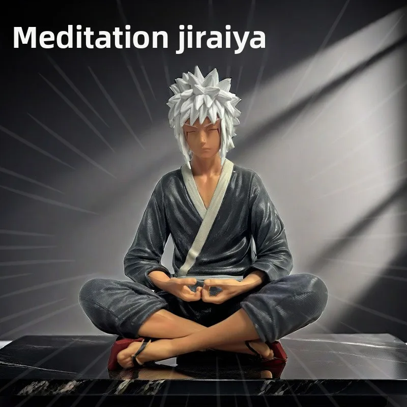 Figurine GK de personnage d'anime, style fluide, jeune homme aux cheveux blancs, Jiraiya, méditation, anime Hokage, modèle décoratif en boîte