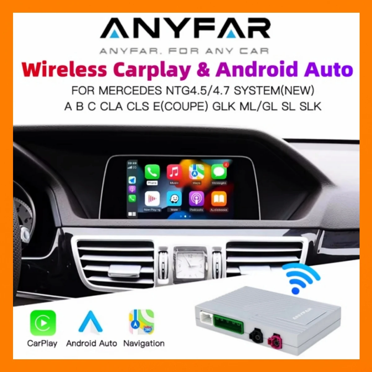Wireless Carplay Android Auto for Mercedes Benz C117 W176 W204 W204 CLS GLK Class NTG 4.5 4.7 Android Auto 2011-2015