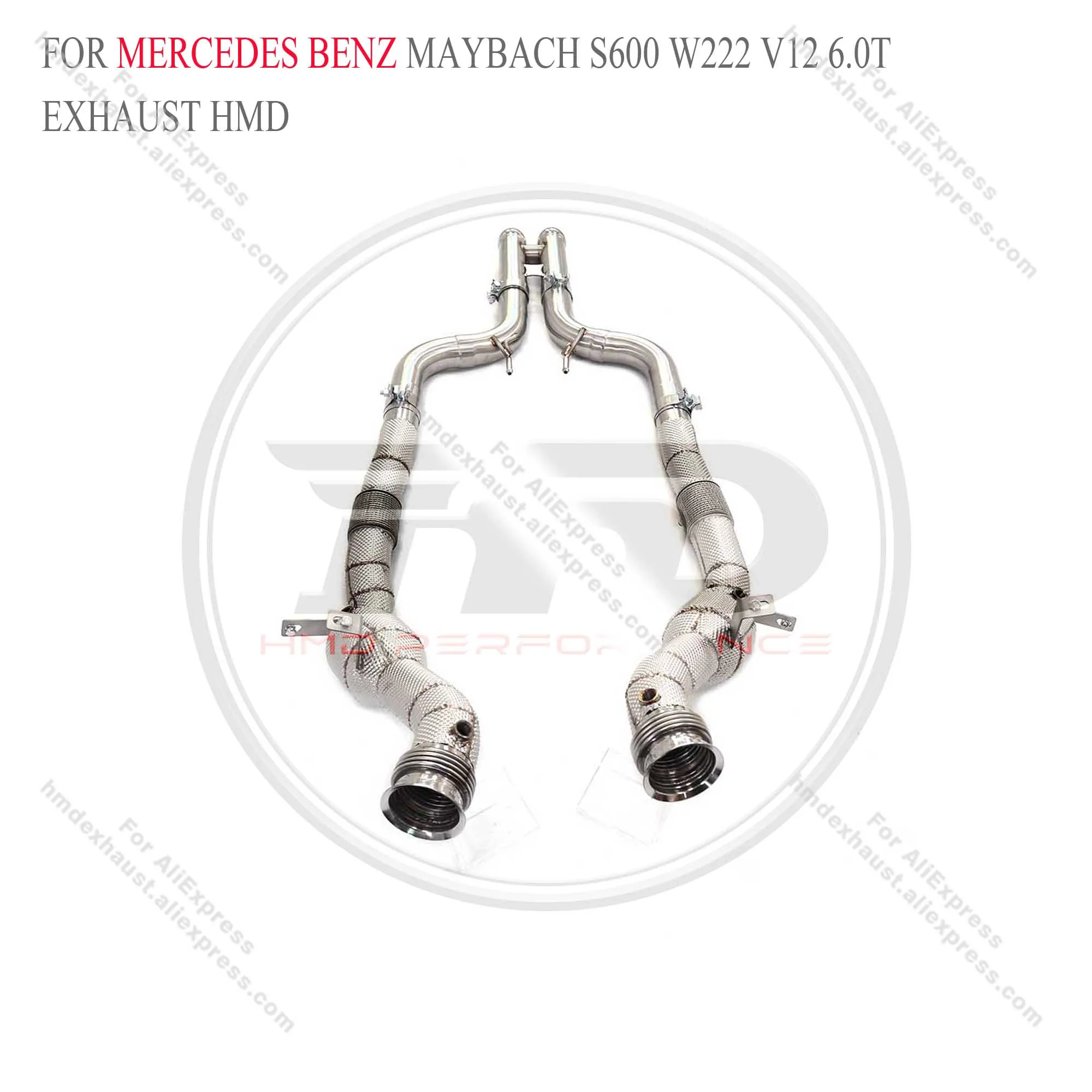 

HMD Downpipe for Mercedes-Benz Maybach S600 W222 V12 6.0T Exhaust System High Flow Performance with heat shield