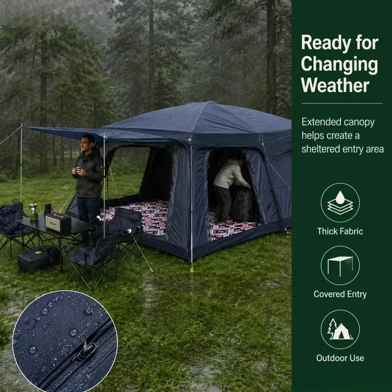 Oxford double-decker summer tent camouflage outdoor two-bedroom 4-10 person family camping luxury camping thickened rainproof