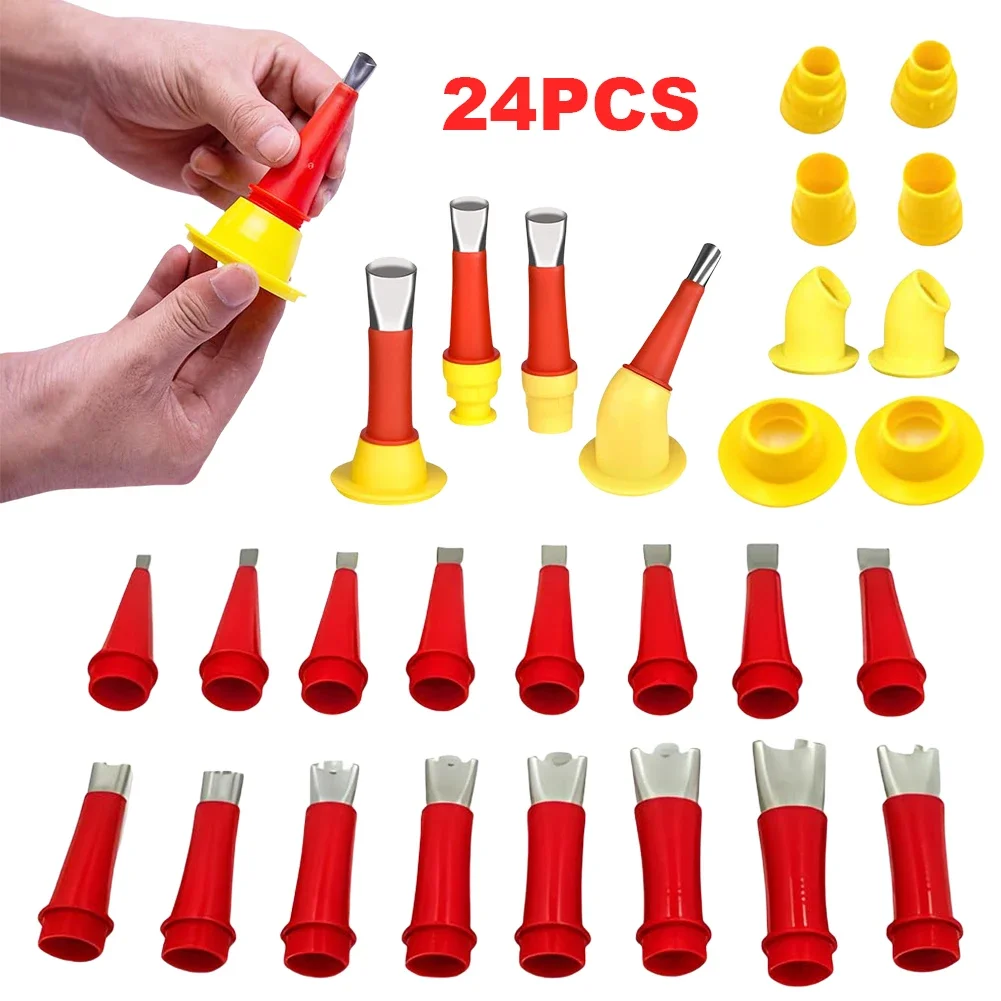 22/24 Stainless Steel Caulk Nozzle Applicator Caulking Finisher Glue Tool Kitchen Bathroom Sink Silicone Sealant Finishing Tool