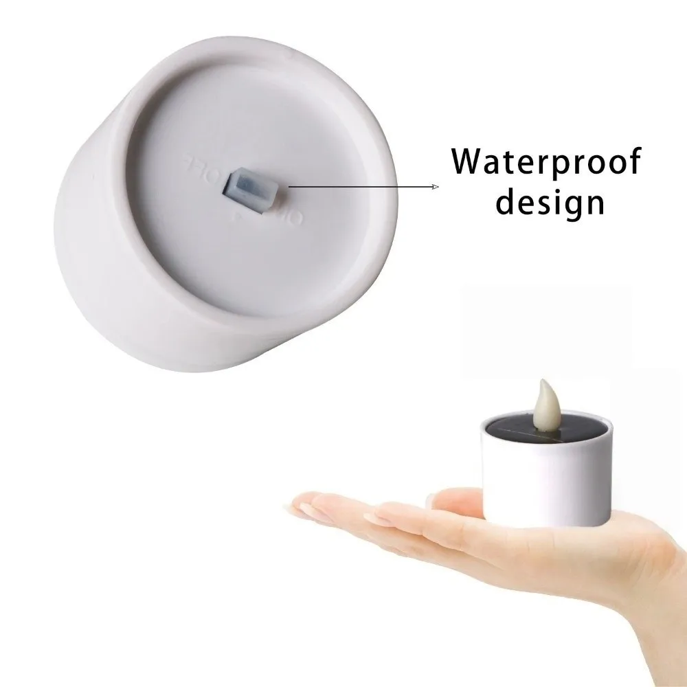 

6 шт. новые солнечные свечи, теплые белые энергосберегающие мерцающие свечи, водонепроницаемые мини-сенсорные декоративные лампы, садовое освещение