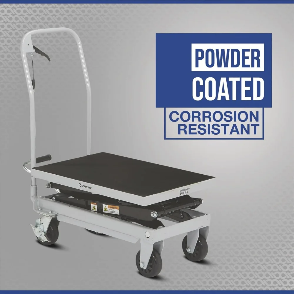 2-Speed Hydraulic Rapid XT Lift Table Cart - 500-Lb. Capacity, 50 3/4in. Lift Height