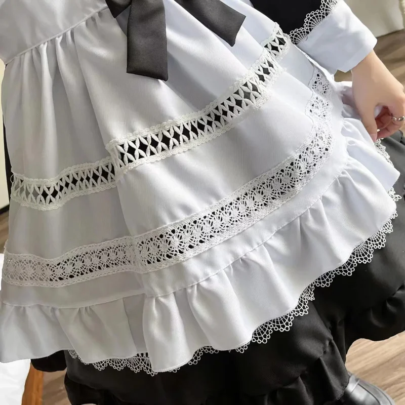 Nobiltà britannica nero bianco Retro cameriera vestito Anime abito lungo uomo donna corte cameriera Lolita vestito servo cameriere Costume Cosplay