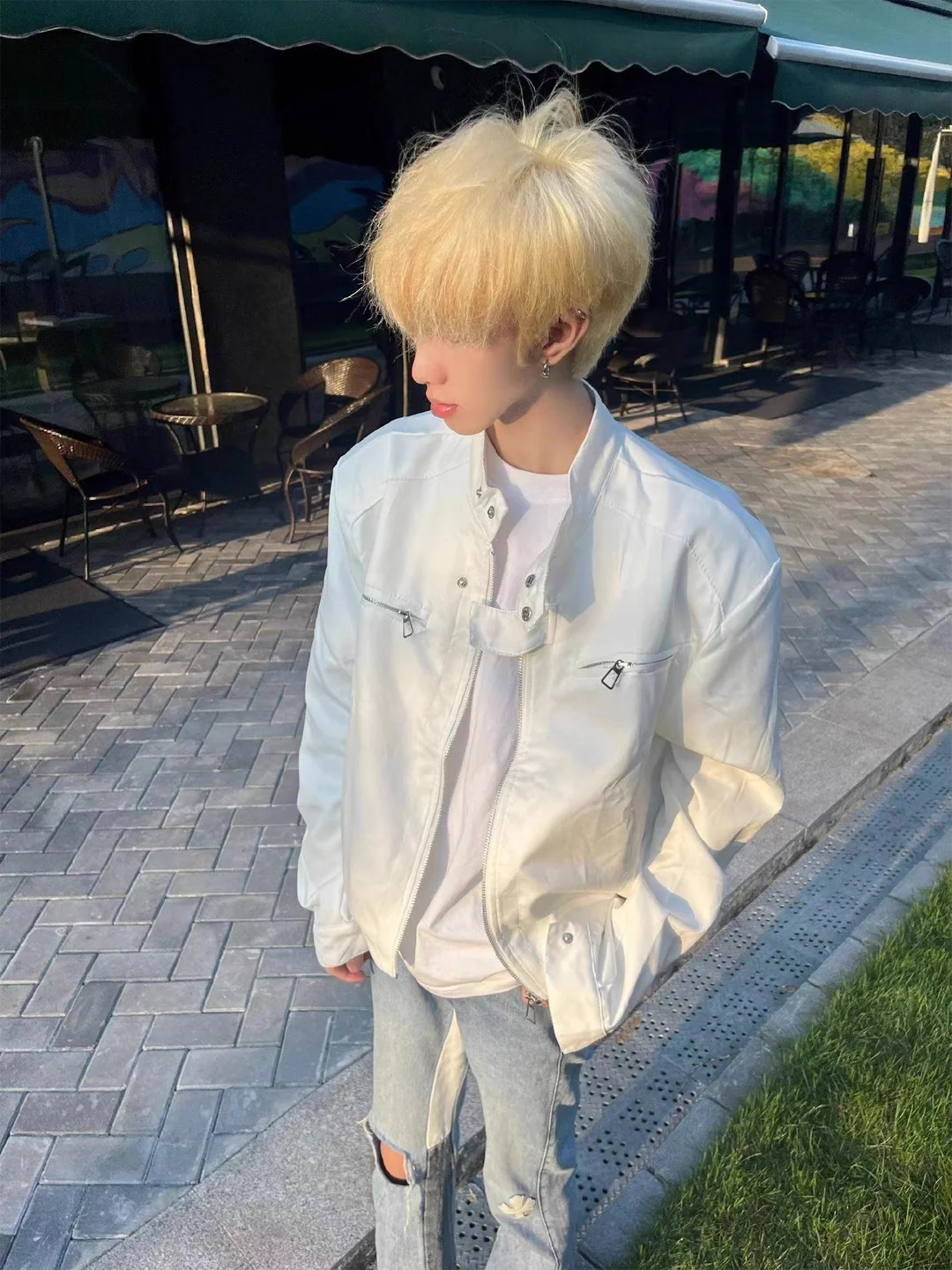 

Корейская мужская куртка с подплечниками, функциональным воротником-стойкой, в стиле ретро, для пар, ветрозащитная, с длинными рукавами, из полиэстера и хлопка