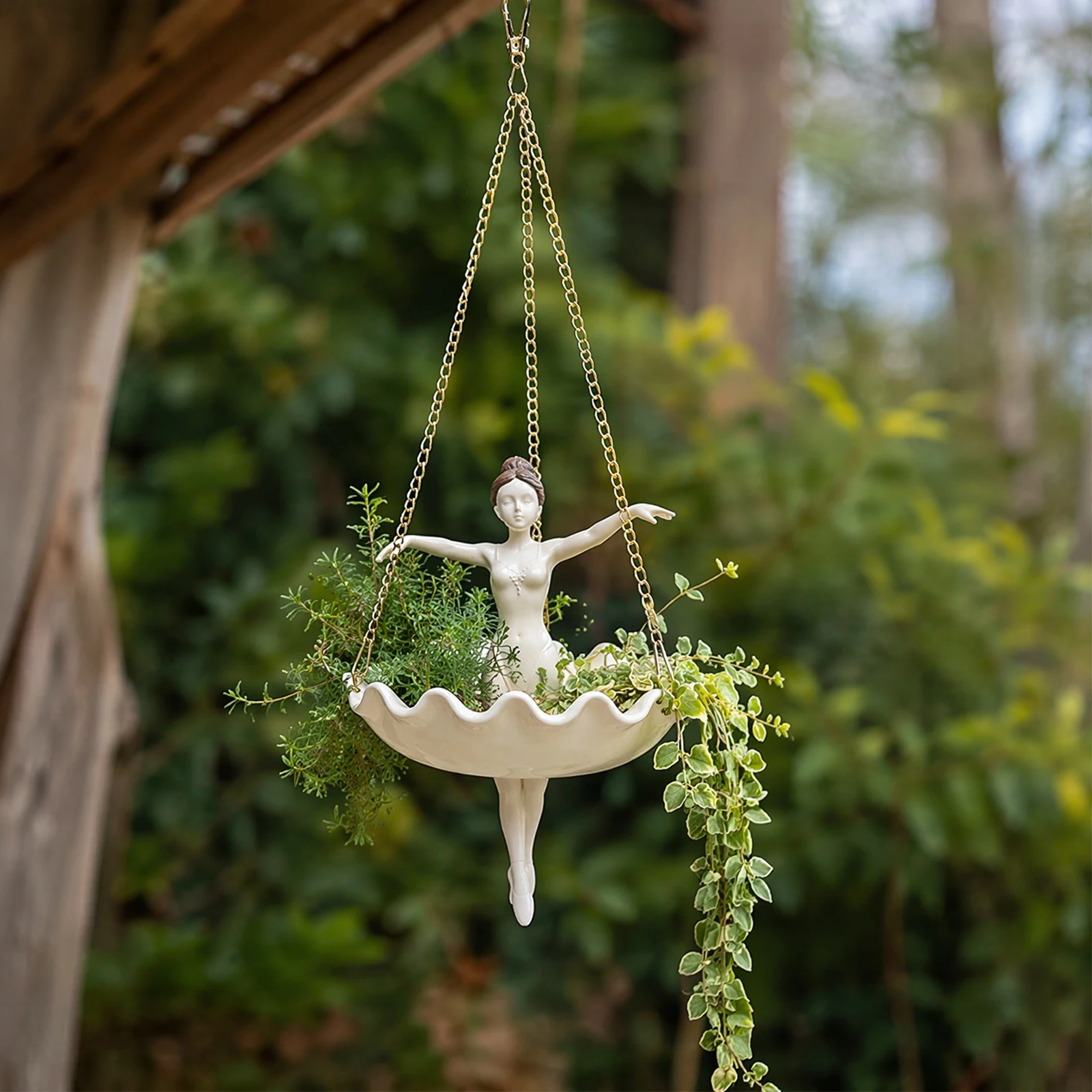 Ballet Dancer Hanging Planter Cute Resin Ballerina Plant Pot Elegant Dancer Artistic Plant Holder for Trailing Vines Succulent