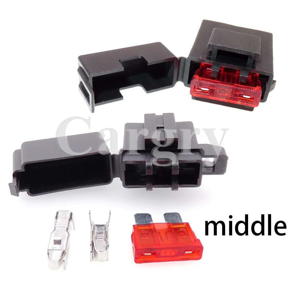 1 Set Black Lighter Frontal for Standard Fuses BX2017A BX2017D Medium Car AC Assembly Fuse Holder with Crimp Terminal