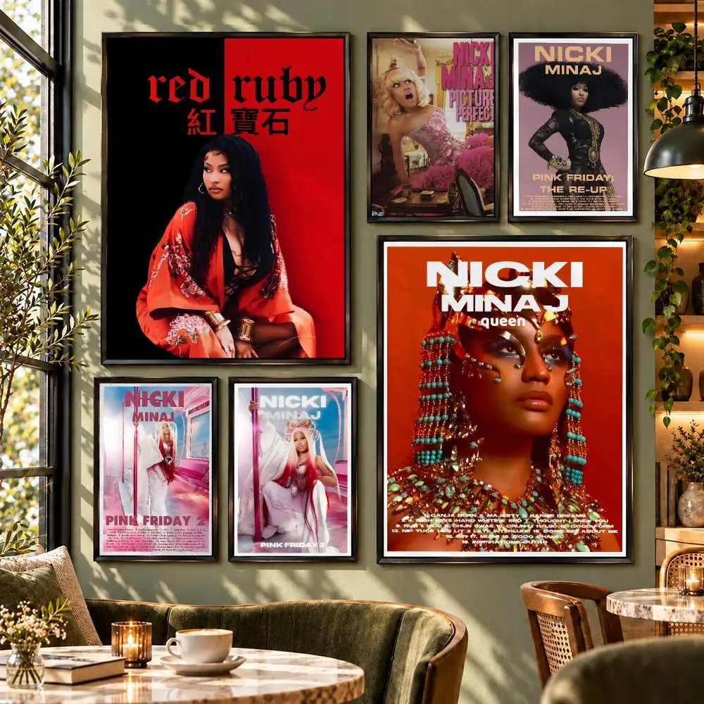 Music Female Rap Hip Hop Nicki Minaj Poster HD Self Adhesive Wall Decor for Bedroom Dorm Room Office Gaming Room Gift