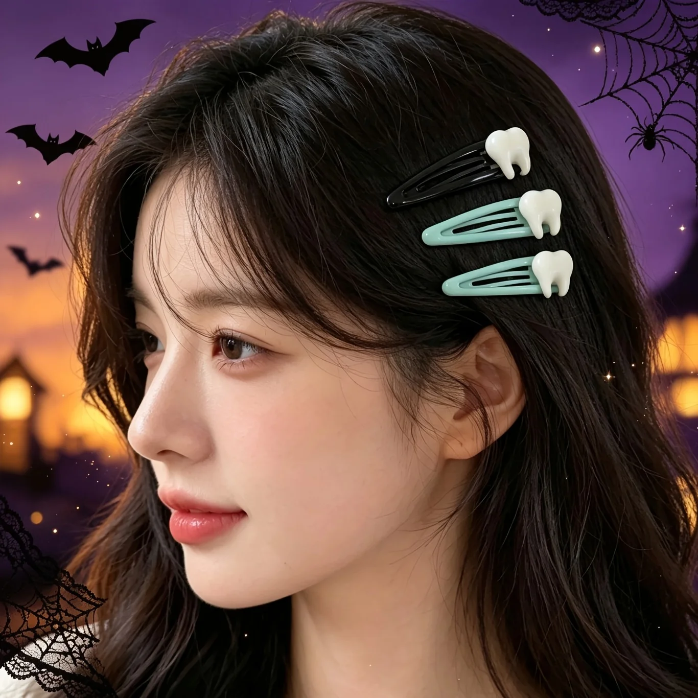 Cute for Y2K Tooth Clip Cute Cartoon Realistic Small Tooth BB Hair Clip Forest Girl Fun Bangs Hair Accessories Hairpins