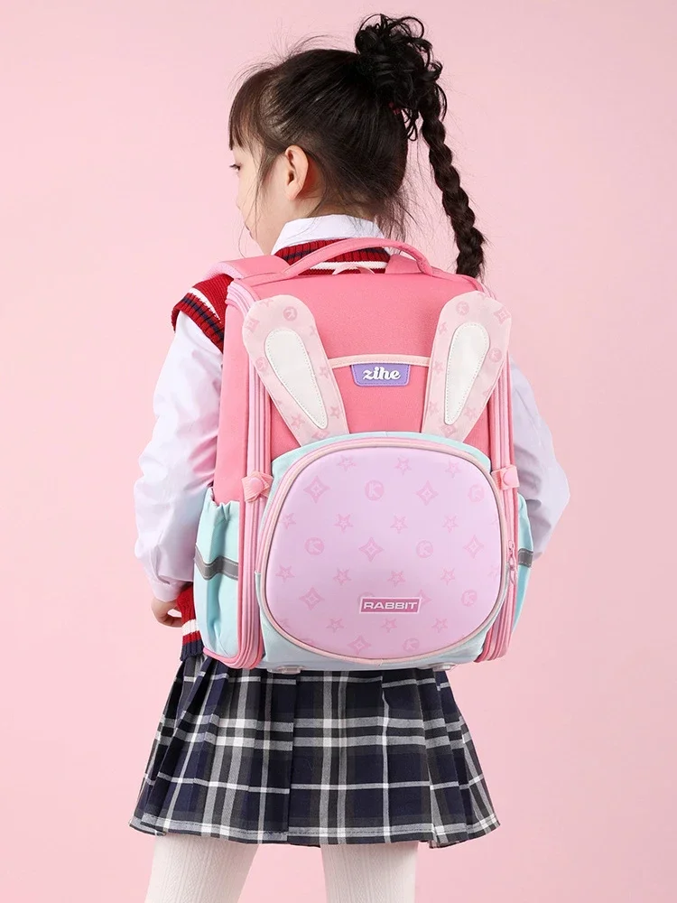 Mochila escolar Kawaii para niños y niñas, Bolsa Escolar de conejo bonito para la escuela secundaria primaria