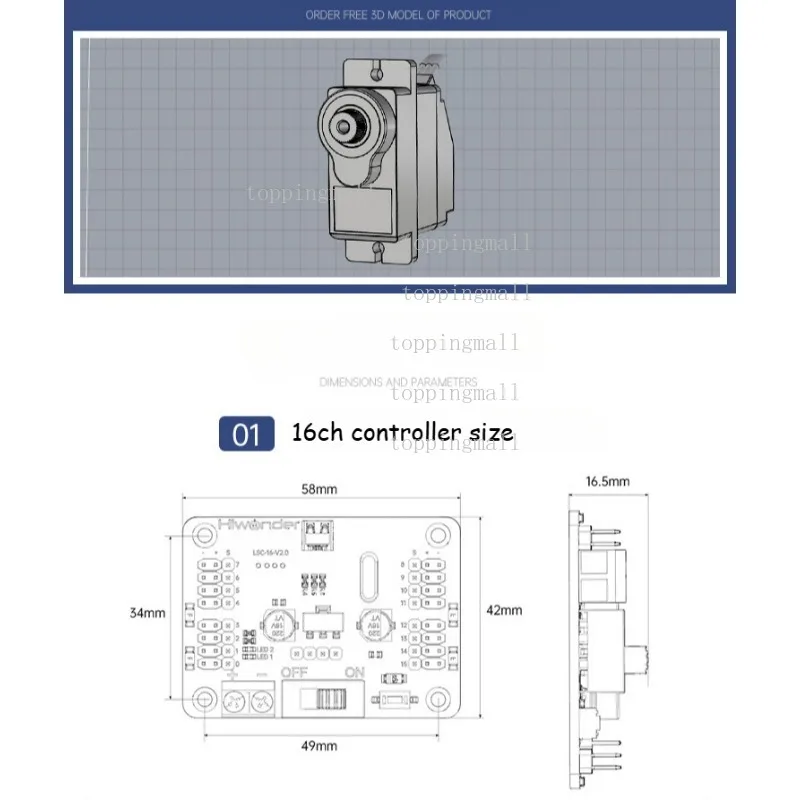 HPS0127 Mini servo antibloccaggio ad alta velocità 15 kg coppia protezione frizione PWM servo robotico digitale ad asse singolo